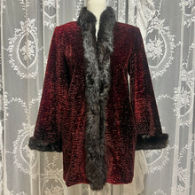 Load image into Gallery viewer, Wine Red Whimsical Witch Black Fur Collar Coat (SG)
