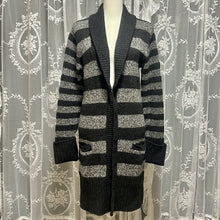 Load image into Gallery viewer, Black Grey Stripes Long Jacket Coat
