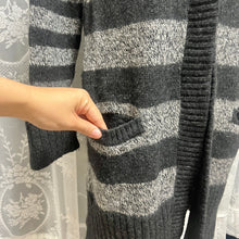 Load image into Gallery viewer, Black Grey Stripes Long Jacket Coat
