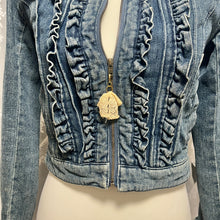 Load image into Gallery viewer, Liz Lisa Denim Ruffles Zip Up Crop Jacket
