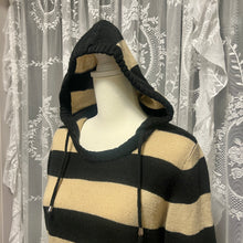 Load image into Gallery viewer, Black Cream Stripes Hoodie Sweater Long Sleeves Top
