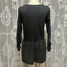 Load image into Gallery viewer, Black Solid Top Polka Skirt Long Sleeves Top
