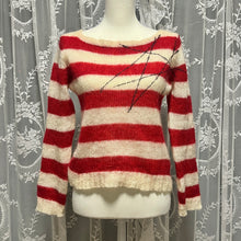 Load image into Gallery viewer, Red Stripes Soft Knit Black Lines Long Sleeves Top
