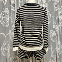 Load image into Gallery viewer, Black Grey Fuzzy Stripes Lounge Set Top &amp; Shorts
