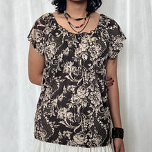 Load image into Gallery viewer, Brown Fairy Grunge Floral Patterned Flowy Babydoll Top
