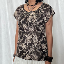 Load image into Gallery viewer, Brown Fairy Grunge Floral Patterned Flowy Babydoll Top
