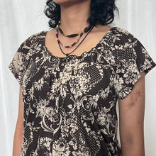 Load image into Gallery viewer, Brown Fairy Grunge Floral Patterned Flowy Babydoll Top
