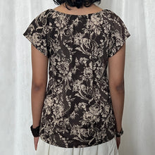 Load image into Gallery viewer, Brown Fairy Grunge Floral Patterned Flowy Babydoll Top
