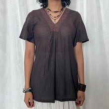 Load image into Gallery viewer, Dark Brown V Neck Lace Short Sleeve Top
