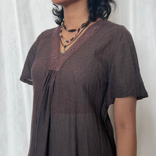 Load image into Gallery viewer, Dark Brown V Neck Lace Short Sleeve Top
