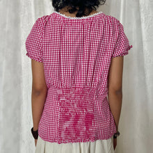 Load image into Gallery viewer, Pink Gingham Milkmaid Button Top
