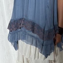 Load image into Gallery viewer, Axes Femme Blue White Lace Trim Babydoll Mini Dress Top
