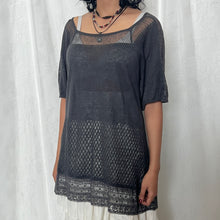 Load image into Gallery viewer, Grey Knitted Mori Kei Half Sleeved Long Top
