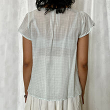 Load image into Gallery viewer, Light Teal Gingham Alice Button Down Short Sleeve Top
