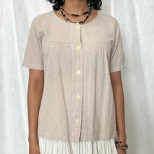 Load image into Gallery viewer, Beige Gingham Button Down Top
