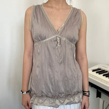 Load image into Gallery viewer, Taupe Lace Bottom Sleeveless Top
