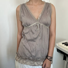 Load image into Gallery viewer, Taupe Lace Bottom Sleeveless Top
