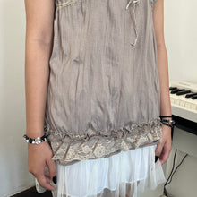 Load image into Gallery viewer, Taupe Lace Bottom Sleeveless Top
