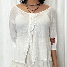 Load image into Gallery viewer, Grainy White Cotton Ruffles Button Cardigan Top
