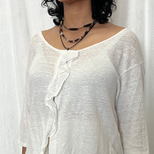 Load image into Gallery viewer, Grainy White Cotton Ruffles Button Cardigan Top
