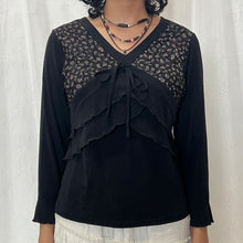 Load image into Gallery viewer, Black Cotton Layers Hippie Top Long Sleeves
