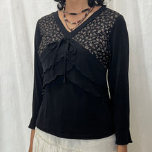 Load image into Gallery viewer, Black Cotton Layers Hippie Top Long Sleeves
