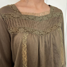 Load image into Gallery viewer, Grunge Green Fairy Lace Pleats Long Sleeves Top
