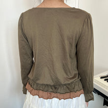 Load image into Gallery viewer, Grunge Green Fairy Lace Pleats Long Sleeves Top
