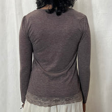 Load image into Gallery viewer, Purple Grey Cotton Ruffles Square Neck Chest Long Sleeves Top
