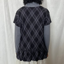 Load image into Gallery viewer, Black Purple Plaid Grey Inner Long Sleeves Top
