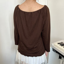 Load image into Gallery viewer, Brown Lace Up Long Sleeves Top
