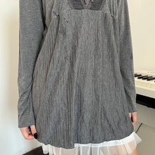 Load image into Gallery viewer, Grey Pleated Bottom Mori Long Sleeves Top
