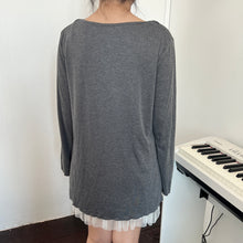 Load image into Gallery viewer, Grey Pleated Bottom Mori Long Sleeves Top
