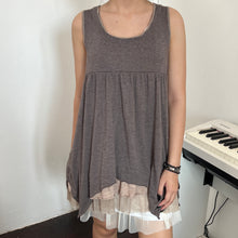 Load image into Gallery viewer, Grey Brown Sleeveless Asymmetrical Tier Sleeveless Top
