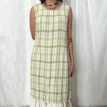 Load image into Gallery viewer, Olive Green Plaid Sleeveless Dress
