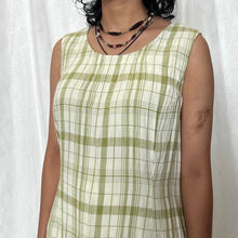 Load image into Gallery viewer, Olive Green Plaid Sleeveless Dress
