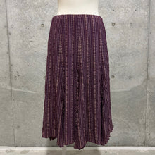 Load image into Gallery viewer, Purple Stripes 90s Asymmetrical Midi Skirt
