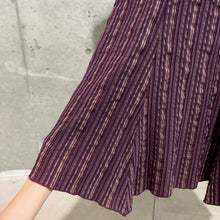 Load image into Gallery viewer, Purple Stripes 90s Asymmetrical Midi Skirt
