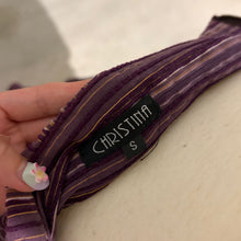 Load image into Gallery viewer, Purple Stripes 90s Asymmetrical Midi Skirt
