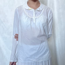 Load image into Gallery viewer, White Long Sleeve Peter Pan Collar Lace Half Button Down Top
