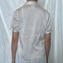 Load image into Gallery viewer, Alice Cream Ruffles Champagne Stripes Button Down Top
