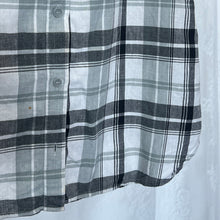 Load image into Gallery viewer, Grey White Plaid Criss Cross Chest Button Down Short Sleeve Top
