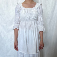 Load image into Gallery viewer, White Cotton Square Neck Ruffled Shoulder Dress Top
