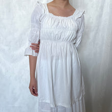 Load image into Gallery viewer, White Cotton Square Neck Ruffled Shoulder Dress Top
