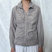 Load image into Gallery viewer, Grey Ruched Buttons Drawstring Long Sleeve Top
