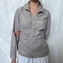 Load image into Gallery viewer, Grey Ruched Buttons Drawstring Long Sleeve Top
