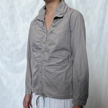 Load image into Gallery viewer, Grey Ruched Buttons Drawstring Long Sleeve Top
