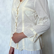 Load image into Gallery viewer, Cream Ruffled Button Down Long Sleeve Top
