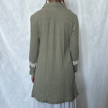 Load image into Gallery viewer, Sage Green Laced Textured Fabric Button Down Dress Top
