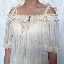 Load image into Gallery viewer, Axes Femme Cream Shimmer Stripes Princess Mesh Off Shoulder Top
